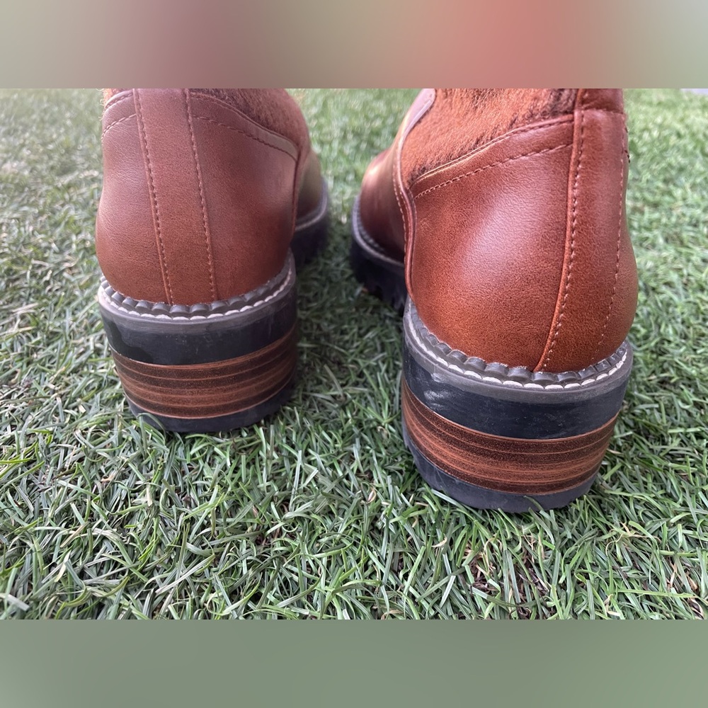 Universal Thread Sock Boots Knit Chelsea Brown Faux Leather Sz(10) - Picture 4 of 6